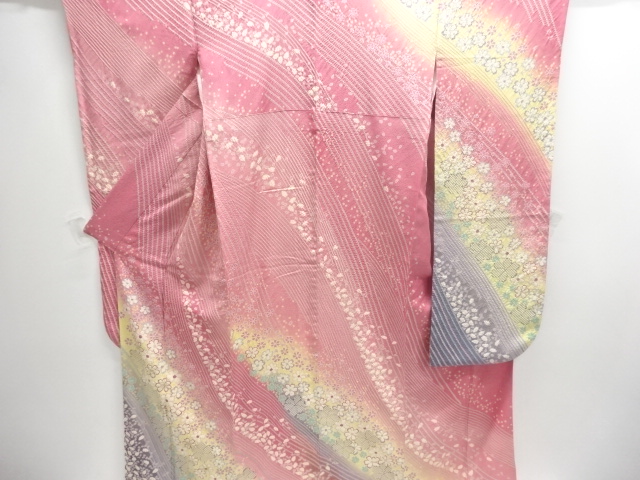 JAPANESE KIMONO / FURISODE / SILK / ENBROIDERY / SHIBORI / SAKURA